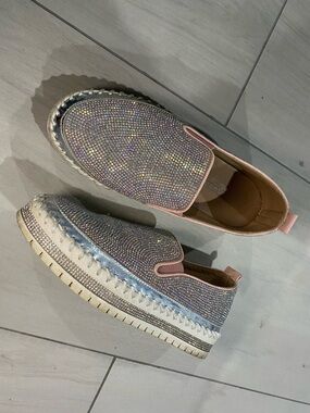 Embellished Slip-On Mules in Pink Crystal - Women
